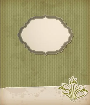 Green background with snowdrops Stock Illustration