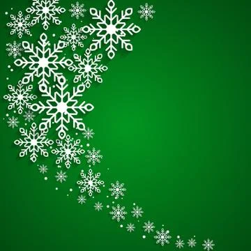 This is a green background with snowflakes Stock Illustration