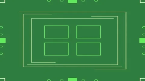 A green background with squares and dots square around it circuit on green Stock Footage 337341303