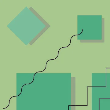 On a green background, squares and zigzags. Stock Illustration