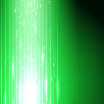 Green background with stream of binary code Illustration