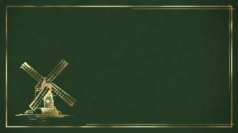 Green Background Suede with Embossed Gold Lines and Mill Emblem Deluxe Illustrazione stock