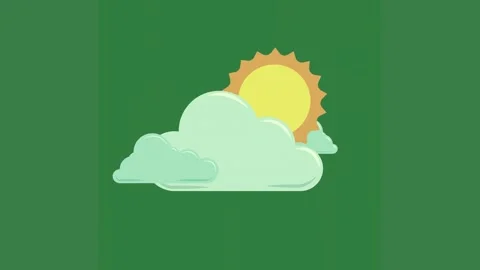 A green background with sun and clouds green screen animated chromakey Stock Footage 335701233