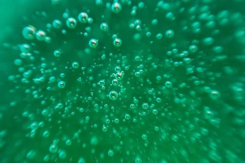 Green background, texture with bubbles in some liquid. Stock Photos