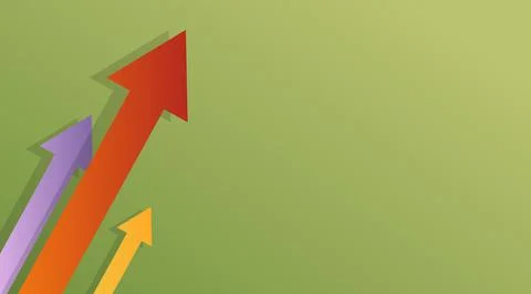 Green background with three arrows, growth in business, motivation Stock Illustration