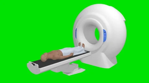 On a green background for the tomography unit appears. Man passes inspection 库存影片 64453524