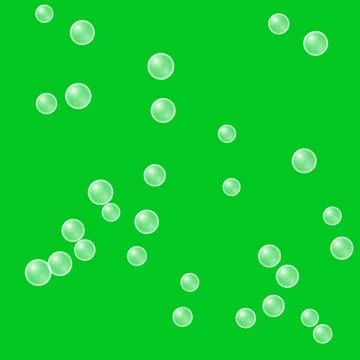 Green Background with Transparent Bubbles Ilustração Stock