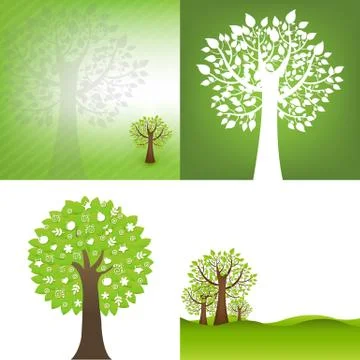 Green background with tree Stock Illustration