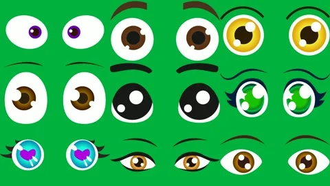 Green background two white eyes one purple eye face monster bigs screen. Stock Footage 310562859