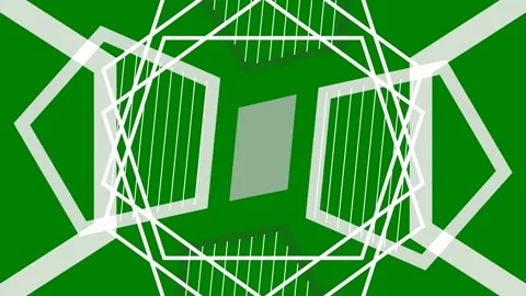 Green background two white pentagons lines center geometric pattern design Stock Footage 314065203