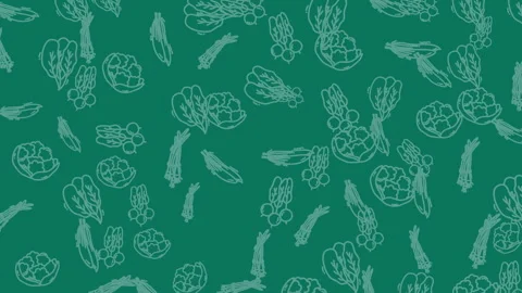 Green Background with Vegetable Outlines - A Fresh and Healthy Design. Stock Footage 322984580