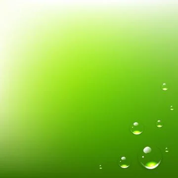 Green background with water drops Stock Illustration
