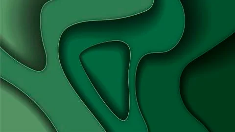 Green background with waves and shadows Stock Illustration