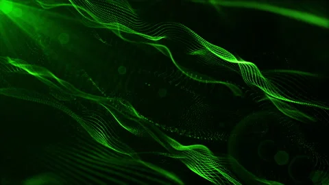 Green background with wavy lines and circular object in the middle of the image Stock Footage 239425441