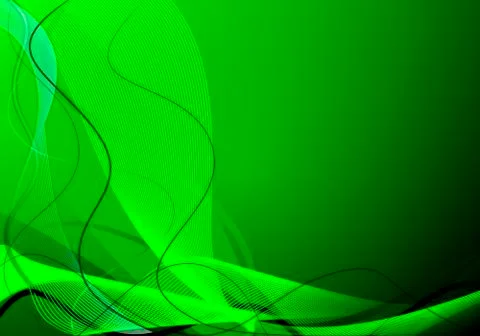 Green background with wavy lines Stock Illustration