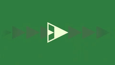 A green background with white arrow icon and arrows pointing in different Vidéo 335131678