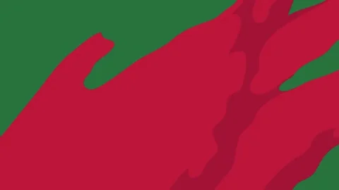 A green background with white border and red hand on pepper leaf silhouette of Video stock 335066425