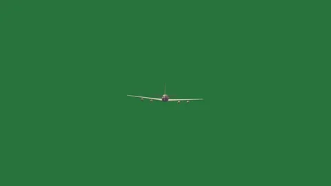 A green background with white border and an airplane is flying in the air on Vídeo Stock 335069125