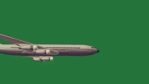 A green background with white border and screen an airplane flying in the sky Vídeo Stock 335069158