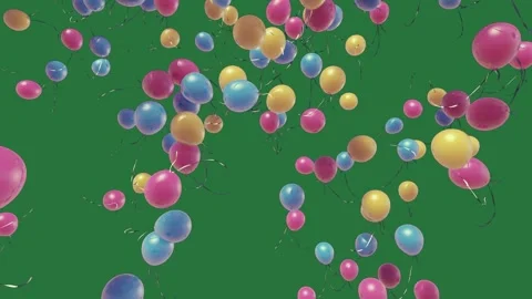 A green background with white border and bunch of balloons on floating in the Vídeos de archivo 335122393