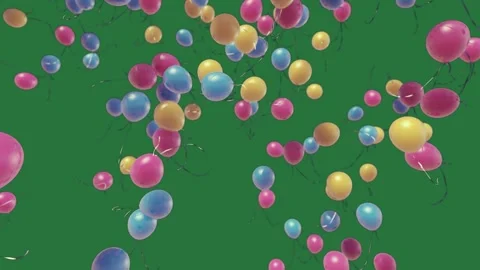 A green background with white border and bunch of balloons on colorful Video stock 335122397