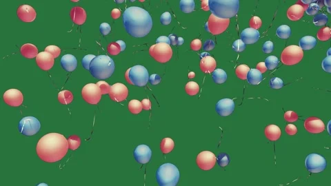 A green background with white border and bunch of balloons on blue red red, Видео 335122398