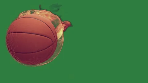 A green background with white border and black basketball ball flying through Видео 335122428