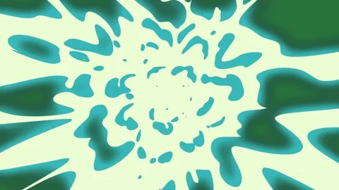 A green background with white border and blue shapes flower on black image of Video stock 335122590
