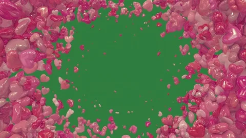 A green background with white border and black screen lots of hearts on it Видео 335130171