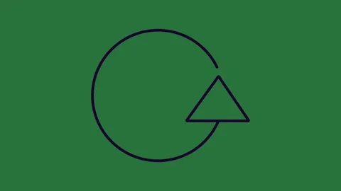 A green background with white border and screen black circle on it the letter Vídeo Stock 335130493