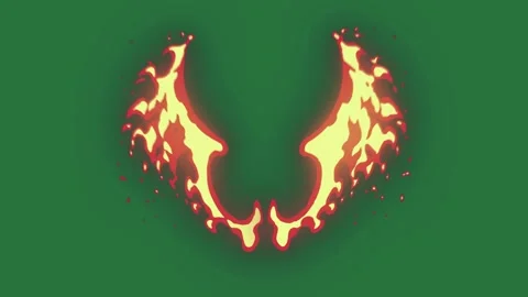 A green background with white border and fire wings on letter v screen red Stock Footage 335681492