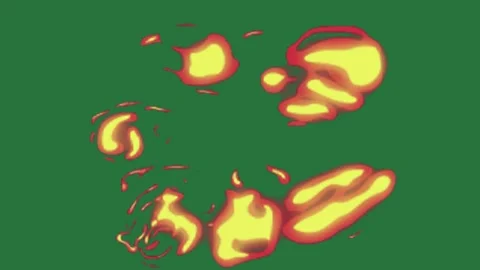 A green background with white border and fire flames on screen bunch of Video stock 335682598