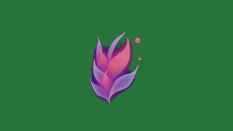 A green background with white border and purple flower on screen green screen Video stock 335683578