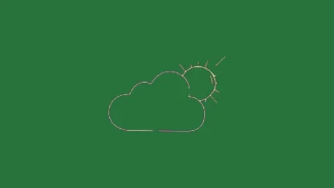 A green background with white border and cloud on drawing of screen computer Stock Footage 335683905