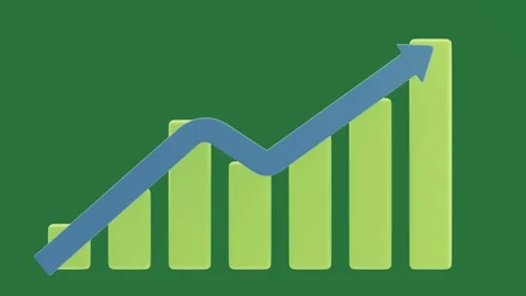 A green background with white border and squares an image of blue arrow bar Video stock 335937560