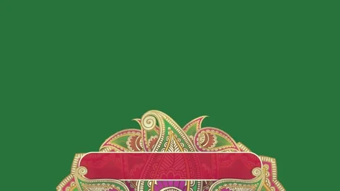 A green background with white border and butterfly red yellow flower on mask Stock Footage 337340953