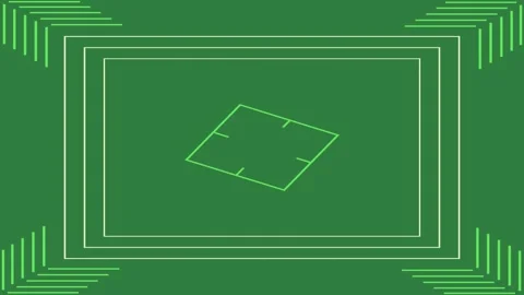 A green background with white border and black square shape in the middle Stock Footage 337341292