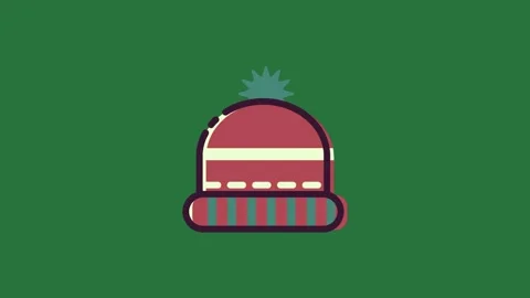 A green background with white border and santa hat star on top red blue crown Video stock 337341698
