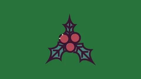 A green background with white border and christmas tree red berries on it 스톡 동영상 337341704