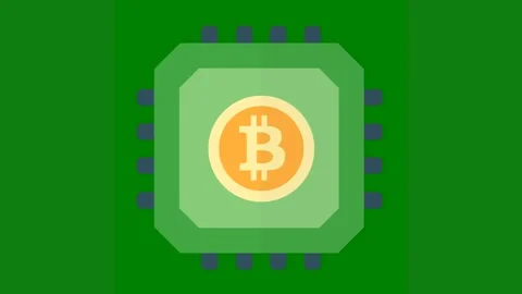 Green background white border baseball field ball middle bitcoin logo room hole Stock Footage 314064821