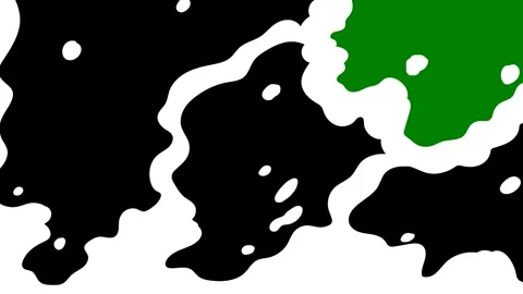 Green background white border black leaf dots bird flying over cow spots screen Stock Footage 314064010