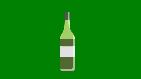 Green background white border bottle wine green screen animated chromakey Stock Footage 314063587