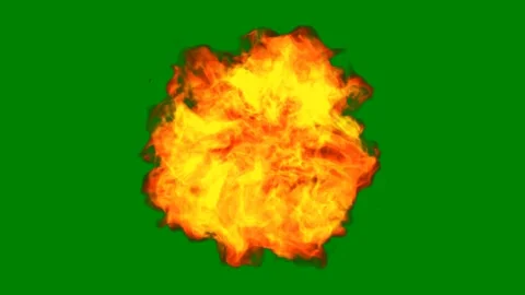 Green background white border bug screen fire ball green screen animated Stock Footage 314064508