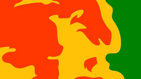 Green background white border cow field red abstract yellow silhouette man ' s Video stock 314064144