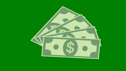 Green background white border dollar sign pile money green screen animated Stock Footage 314063703