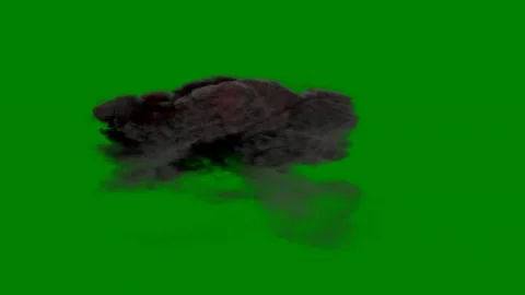 Green background white border explosion fire screen large yellow smoke black Stock Footage 314064450