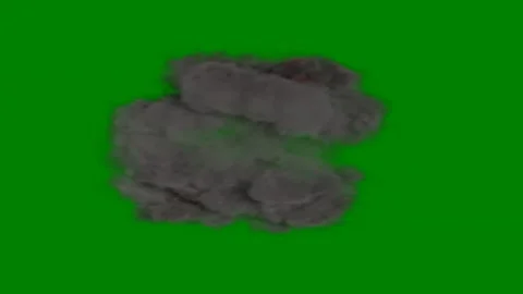 Green background white border fire screen explosion cloud smoke black circle Stockbeeldmateriaal 314064449