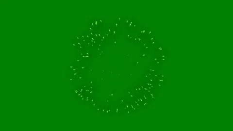 Green background white border fireworks firework screen clock middle star green Stock Footage 314064472
