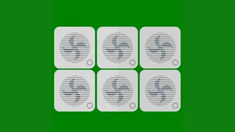 Green background white border four air vents square buttons screen three Stock Footage 314064825