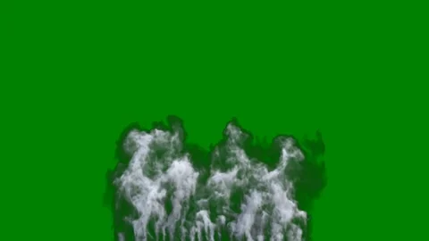 Green background white border group people standing front screen smoke coming Video stock 314063906